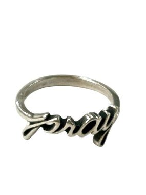 Vintage James Avery Pray Ring Sterling Silver 925 Candelabra Hallmark Size 6.5–7